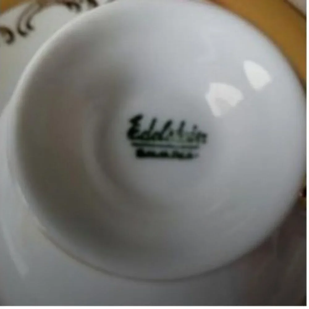 Edelstein | Gilded Demitasse Cup Saucer Vintage Bavaria Porcelain Collectible